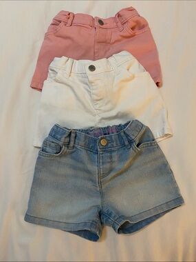The Children's Place Pink, White & Light Denim Shorts Trio